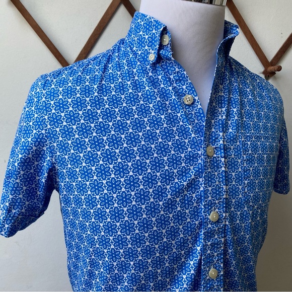 Vintage Kennington California Blue Flower Power Button Down Shirt Small - Picture 4 of 11